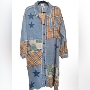 POL Monroe Patchwork Denim Duster Jacket NWT Small